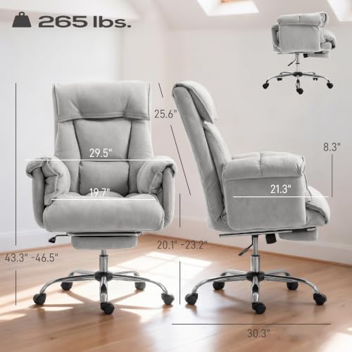 HOMCOM Executive Office Chair Comfy with Foot Rest Reclining Light Gray