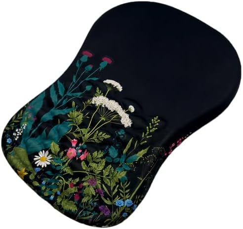 Ergonomic Mouse Pad with Wrist Rest, Mouse Pad with Memory Foam Massage Support, Non-Slip PU Base, Comfortable Typing Cushion for Home Office Computer Laptop, Flowers Grass