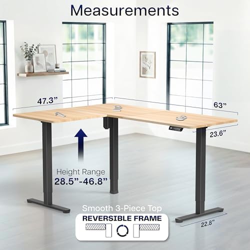 VIVO Light Wood 63 x 47 in Corner Standing Desk, DESK-E3CTC-47