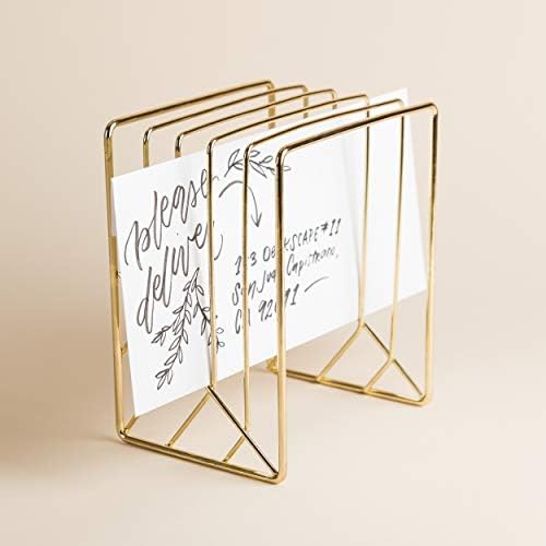 U Brands Mail Organizer, Metal Letter Sorter, Desk Organizer, Gold