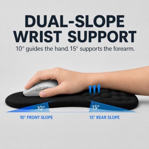 Ergonomic Mouse Pad with Wrist Rest, Large 12x8 inch, Black