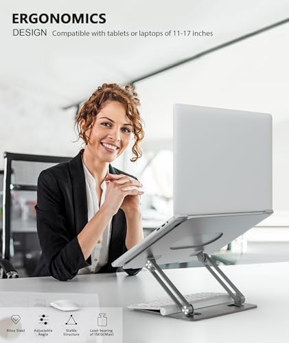 BoYata Laptop Stand, Adjustable Multi-Angle Riser, Up to 17 Inches,Gray