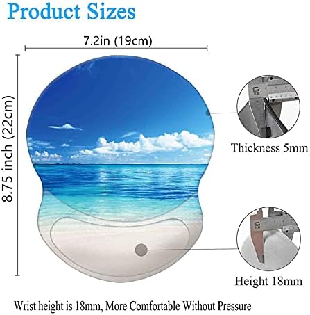 Mouse Pad, Ergonomic Mouse Pad with Wrist Support, Pain Relief Comfort Wrist Rest Pad with Non-Slip PU Base for Gaming, Home, Office & Travel, Summer Beach