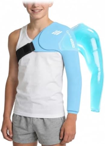 ComfiTECH Shoulder Arm Ice Pack Wrap for Pitcher & Recovery, Blue, S