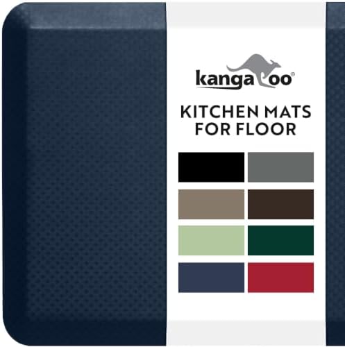 KANGAROO Cushioned Anti Fatigue Kitchen Mats for Floor, 24x70 Dark Blue
