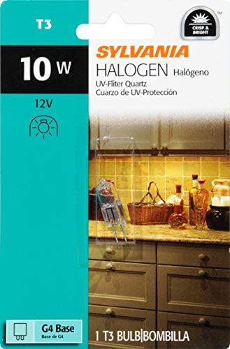 Sylvania 58650 10-Watt 12-Volt Tungsten Halogen Quartz Lamp with Clear Finish and G4 Bi-Pin Base, 1 Pack # 10T3QCLRP