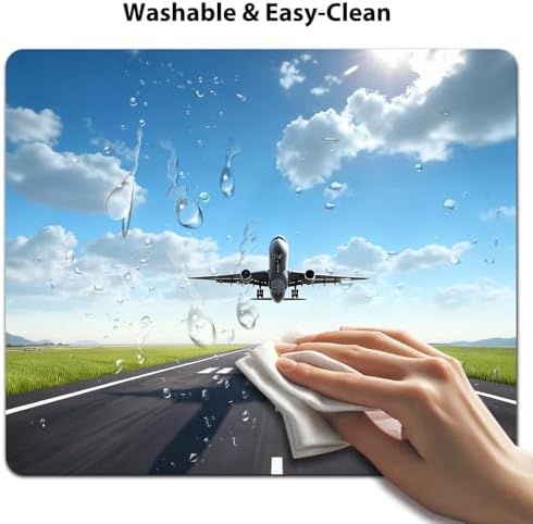9.5x7.9 Inch Office/Gaming Mouse Pad, Airplane Taking Off from Runway Soaring into The Blue Sky Cute Anti-Slip Mat for Desk