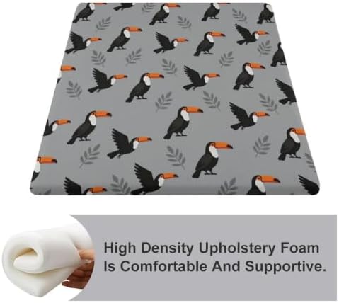 Portable Square Seat Cushion Memory Foam Material Tropical Toucan