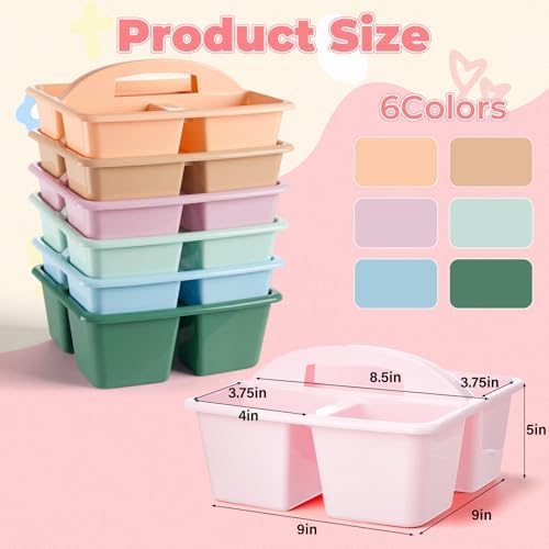 Kathfly 6 Pack Classroom Caddy Organizer with Handle Bulk, Morandi Color