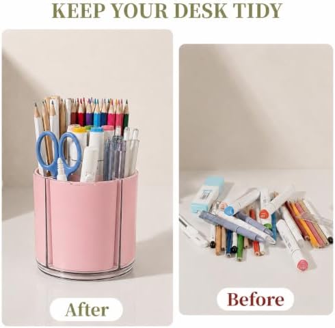 360° Rotating Pen Holder for Desk Adjustable Pencil Organizer, Pink