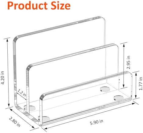 FUCDTEFC Desk Mail Organizer, 2 Section Clear Acrylic File Holder Letter Organizer, Vertical Lightweight Modern Envelope Holder Desk Accessories & Workspace Organizers for Office, Home, School