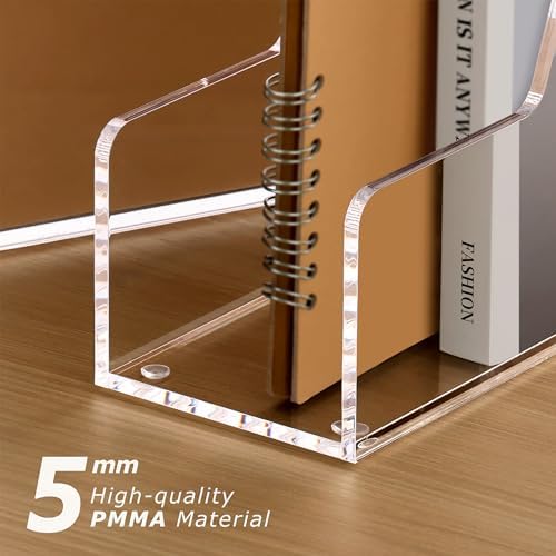 SANRUI 4 Pack Vertical File Holder, Acrylic Desk Organizer Magazine File Sorter for Magazines, Binders, Notebooks, Envelopes, Multi-purpose Clear Document Organizer Rack