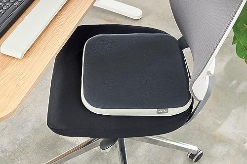Leitz Ergo Active Wobble Cushion, Ergonomic Seat Cushion, Square Seat Pad for Improved Ergonomics, Seat Cushion for Office Chair with Velvet Grey Cover, 65400089