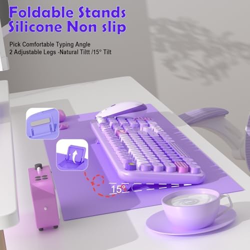 MOFII Keyboard and Mouse Wireless, 104 Keys Lovely Cute Colorful Typewriter
