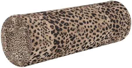 Leopard Texture Neck Roll Pillow - Extra Dense Memory Foam Round Cylinder Bolster for Cervical Support, Spondylosis, Neck Pain Relief