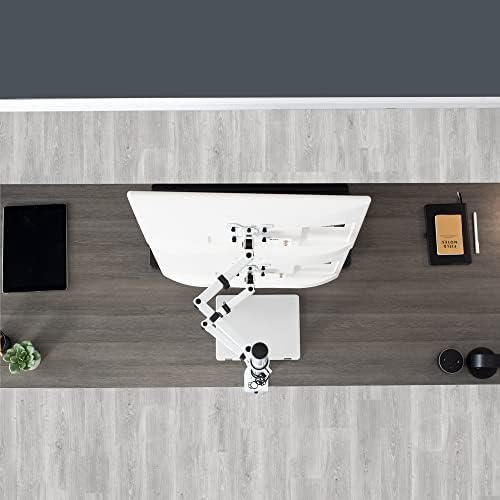 VIVO Extra Tall Vertically Stacked Dual Monitor Desk Mount Stand with 39 inch Stand-up Pole, Fully Adjustable Extended Arms, Fits 2 Screens up to 27 inches, White, STAND-V012TW