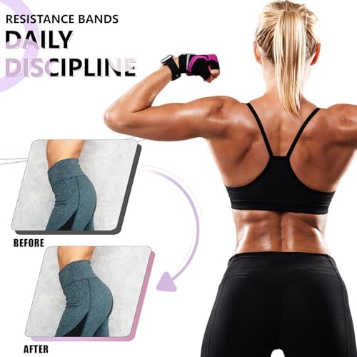 Exercise Bands, 3 Levels Fabric Resistance Bands for Working Out, Workout Bands Resistance for Women & Men, Multi-Colored Fabric Booty Bands for Leg Strength Training, Rehab, Yoga