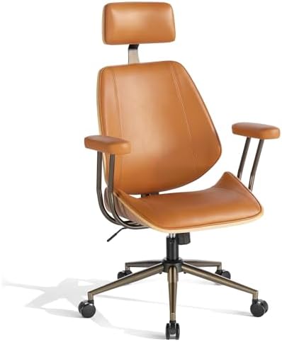 High Back Ergonomic Office Chair, with Headrest & Arms, Brown