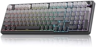 RedThunder K95 S Wireless Mechanical Gaming Keyboard, Hot Swappable Creamy Keyboard with Knob, RGB Backlit, Pre-lubed Linear Switches, Side Engraved PBT Keycaps, Wireless/Wired/BT5.0, Gradient Gray