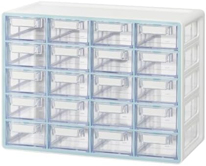 Blue Ginkgo 20-Drawer Storage Cabinet Organizer, Blue, Made in Korea