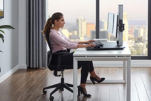 Victor High Rise Electric Sit-Stand Standing Desk Converter with Dual Monitor Stand - Height Adjustable Office Desk Workstation for Home, 28" x 23" Work Surface, Black