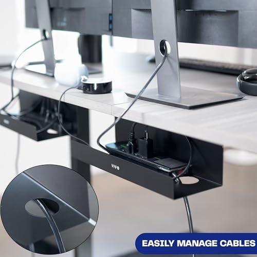 VIVO 2 Pack Black 17 inch Extra Deep Cable Management Tray, DESK-AC16-2C