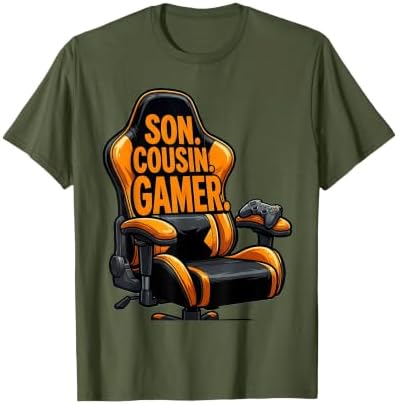 Son Cousin Gamer Funny Cartoon Gaming Chair Humor T-Shirt