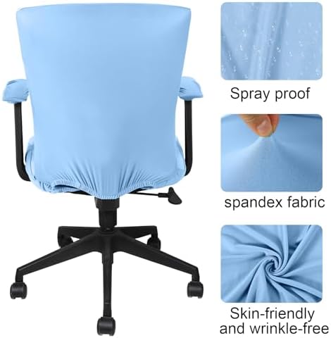 Tallew 4 Pcs Office Chair Covers Set Computer Universal Protective Stretchable Chair Seat Covers Desk Armrest Cover Slipcovers Pads Office Cushion Backrest for Rotating(Regular,Blue)