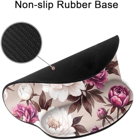 Britimes Ergonomic Mouse Pad with Wrist Support, Peony Floral