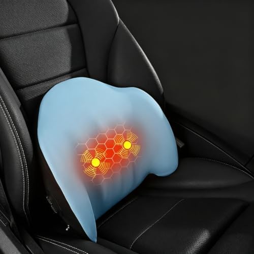 Car Lumbar Back Support Pillow, Heat Vibration Massage Car Lumbar Pillow