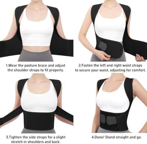 Back Brace Posture Corrector for Women and Men Upgraded Dynamic Traction Correction System Adjustable Shoulder Support Straightener Helps Reduce Upper Lower Back Pain Suitable for Hump Scoliosis Black X-Large