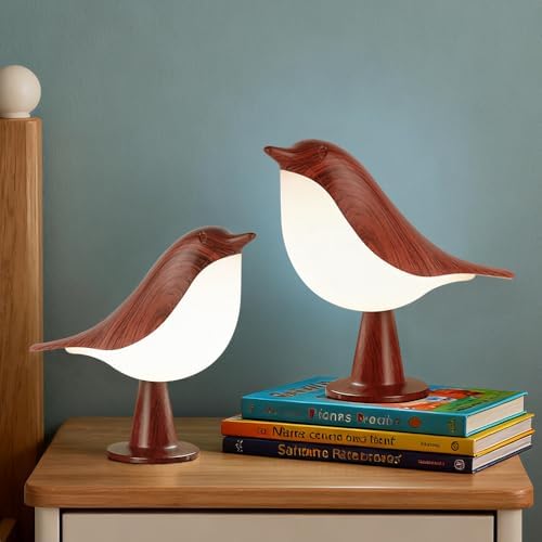 IFTHFOUR Bird Cordless Table Lamp, Small Cordless Bedside Lamp with 3 Color Temperature, Touch Sensor & Rechargeable Battery - Night Light for Kids, Bedroom, Bedside, Office, and Outdoor Use（Dark）