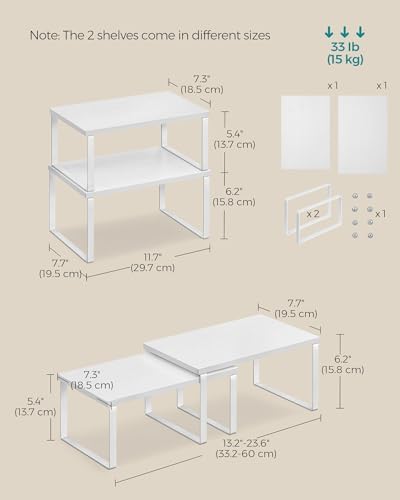 SONGMICS Cabinet Organizer Shelf, Set of 4 Spice Rack, Kitchen Storage