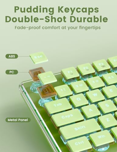Wireless Keyboard and Mouse Combo - 9 Backlit Effects, Wrist Rest, Double-Shot Keycaps, Metal Panel, Long-Lasting Rechargeable, 2.4G Keyboard Mouse Set for Windows Mac PC Laptop – Sablute (Green)