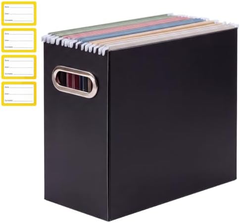 Collapsible File Organizer Box with Handle,12.20x5.11x9.84Inches, Filing Organizer for Home or Office, Small Portable File Box (1 Pack, Black-Yellow)