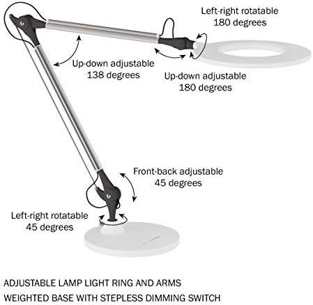 Lavish Home LED Desk Lamp - Swing Arm Architect Lamp - Adjustable Natural Sun Lighting for Home Office, Bedroom, or Dorm Room (White)