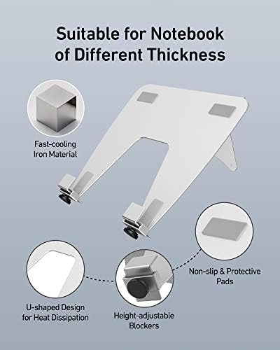 ergounion VESA Laptop Tray for Monitor Mount, Holds Laptops up to 17.3 Inches and 28.6 lbs, Fits 100x100mm VESA, Notebook Tray Office Desk Accessories, Silver