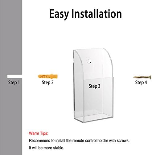 Hipiwe Wall Mount Remote Control Holder Clear Acrylic Media Organizer Box