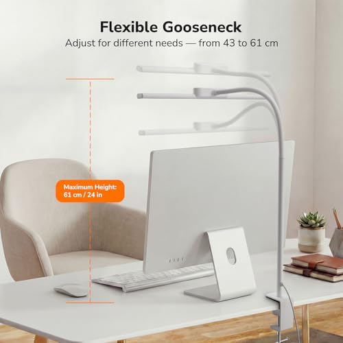 Lepro Desk Lamp with Clamp, Led Clip on Desk Lights for Home Office, White