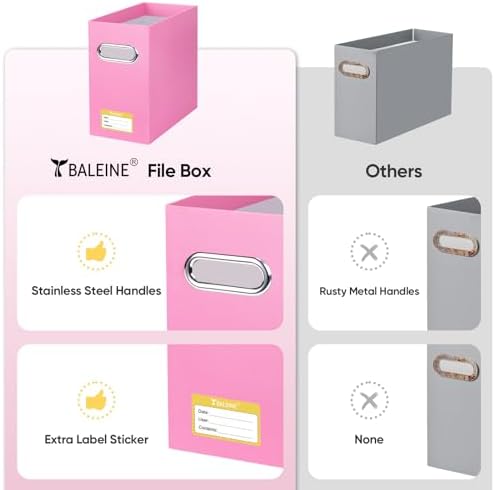 BALEINE 8PK File Organizer Box, Cardboard File Folder Organizer with Handle