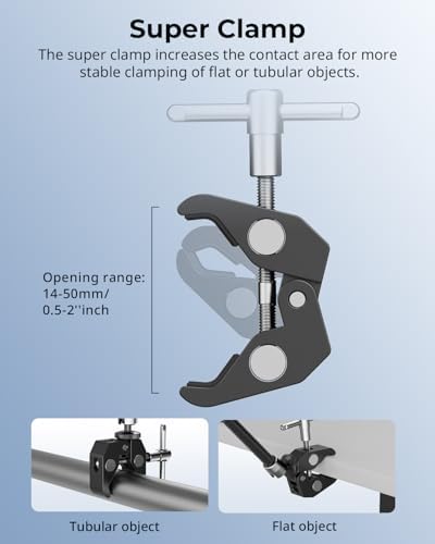 SMALLRIG Magic Arm Clamp w/ 1/4 and 3/8 Thread Holes, 9.8 Inches Adjustable