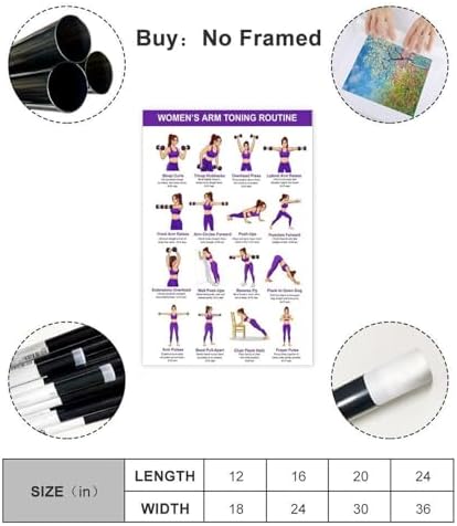 Arm Workout for Women Dumbbell Arm Exercise Chart Upper Body Strength Training Home Gym Canvas Poster Wall Art for Living Room Bedroom Decor Unframe 24x36inch