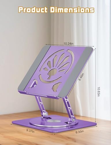 Adjustable Rotating Laptop Stand for Desk, Aluminum Riser,Purple