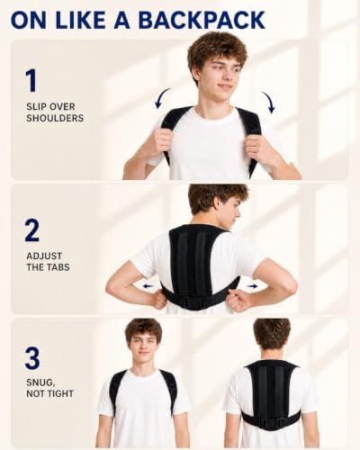 Teen Boys' Back Brace Posture Corrector, Wide Adjustable Straps