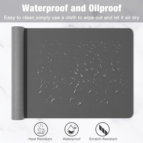 Hsurbtra Desk Pad, 30" x 14" PU Leather Desk Mat, XL Extended Mouse Pad, Waterproof Desktop Blotter Protector, Non-Slip Ultra Thin Large Laptop Keyboard Writing Mat for Office Home, Dark Gray