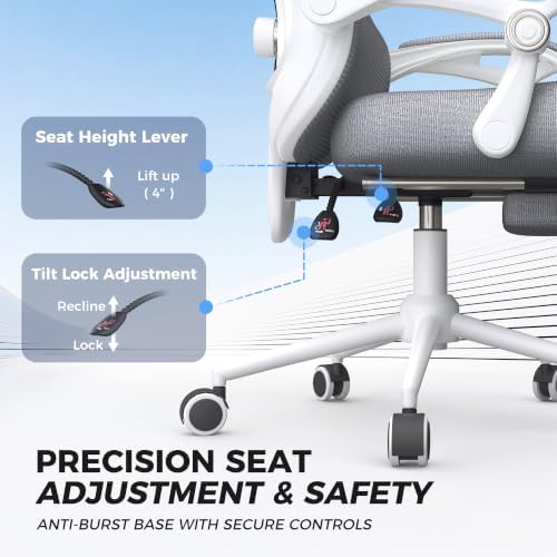 CYKOV Ergonomic Office Chair with Footrest, Reclining Mesh Back, 350 Lbs
