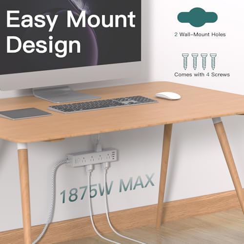 Power Strip Surge Protector with 12 AC Outlets 4 USB, 5FT Extension Cord