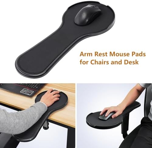 Upgrade Chair arm Mouse pad, Ergonomic Arm Rest Mouse Pads for Chairs and Desk, Adjustable Mouse Tray,Forearms Pressure Relief Computer Desk Extender, Black (Black（YU8351）)