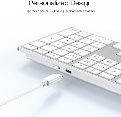 OMOTON Full Size Wireless Keyboard for Mac, Metal Frame, Silver