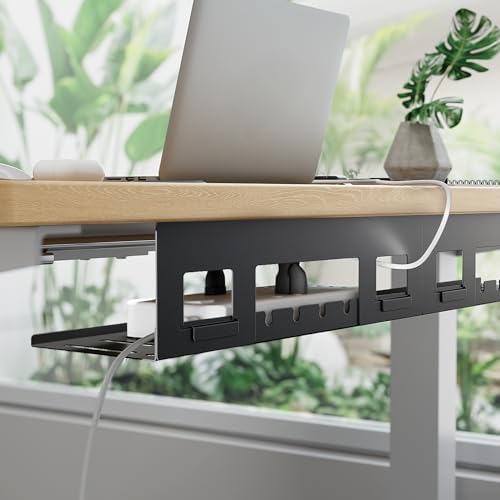 PEGZONE Under Desk Cable Management Tray, 31.5'' Screw-Mount Steel Rack